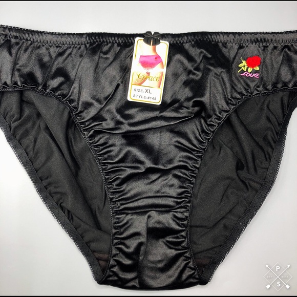 Intimates & Sleepwear Vintage Shiny Liquid Satin Black Bikini Panties
